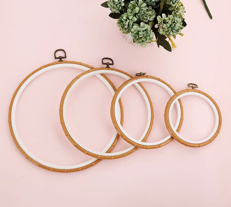 Embroidery Hoops Cross Stitch Hoop Ring Imitated Wood Display Frame