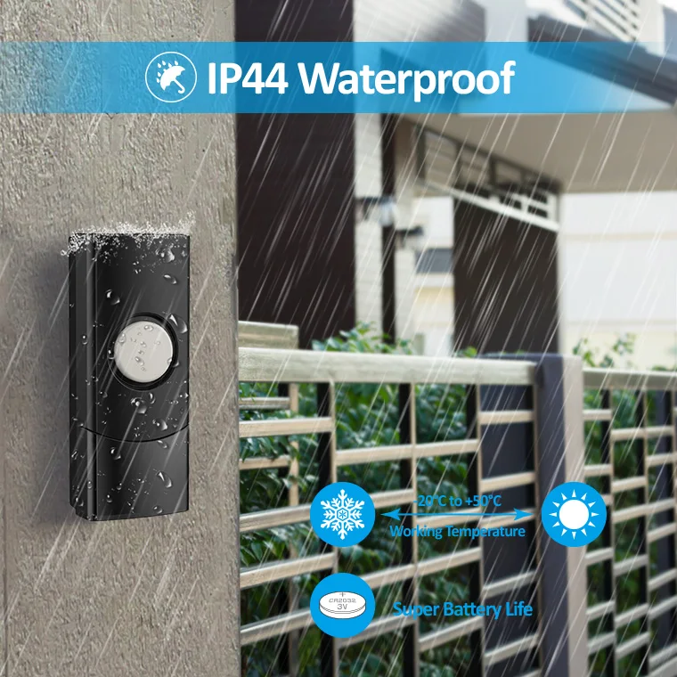 ring bell Wireless Door Chimes  Doorbell QH-866AC BLACK