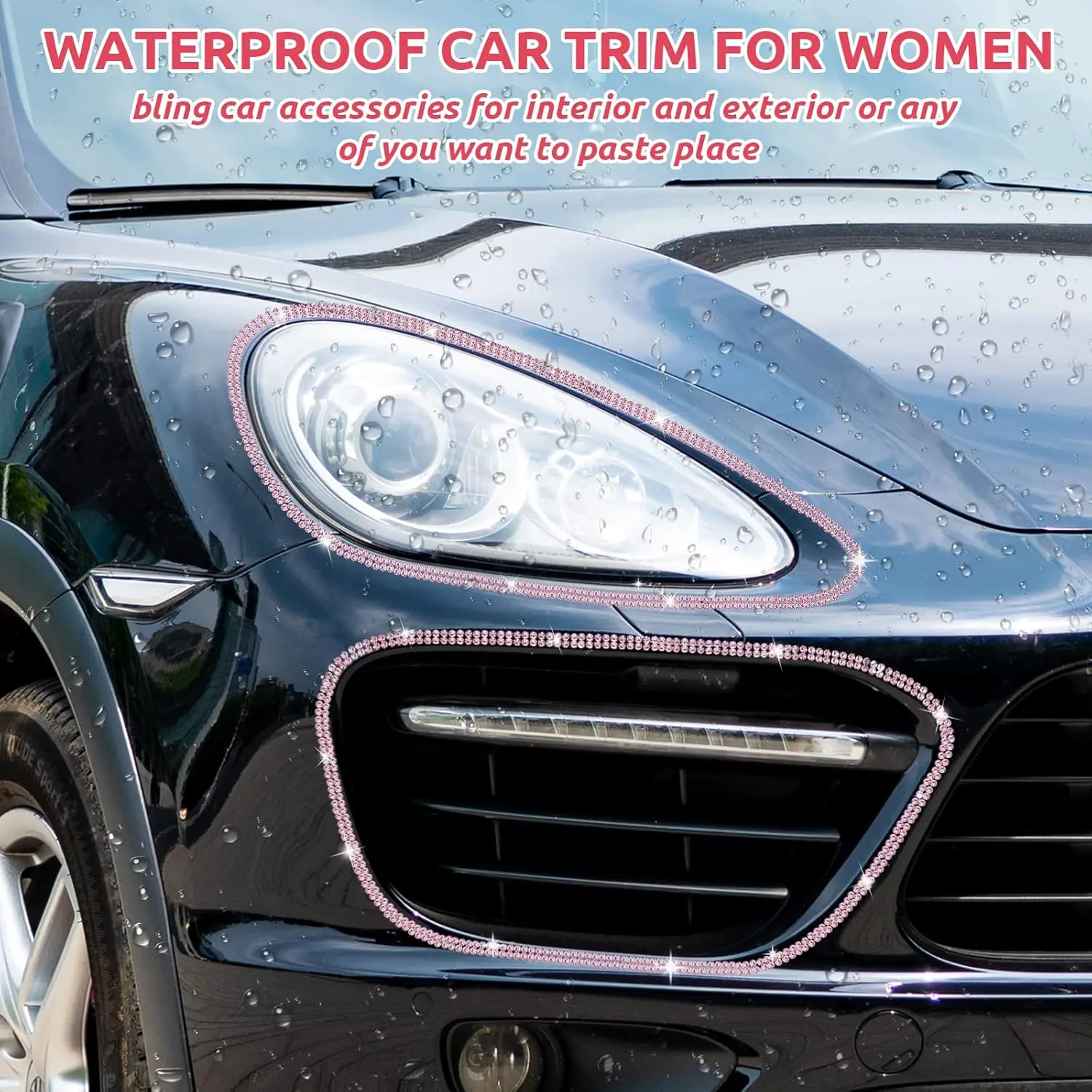 Bling Car Trim Self Adhesive 16.4Ft Rhinestone Car Accessories Interior Exterior Decoration Decorations Door Stickers