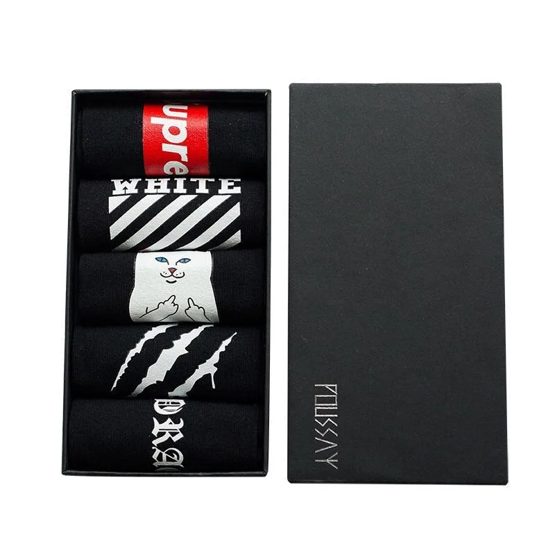 Оптовая цена, набор носков с мультяшным супергероем для мужчин и женщин, дизайнерские носки известного бренда с вышивкой sup, мужские и женские носки в коробке