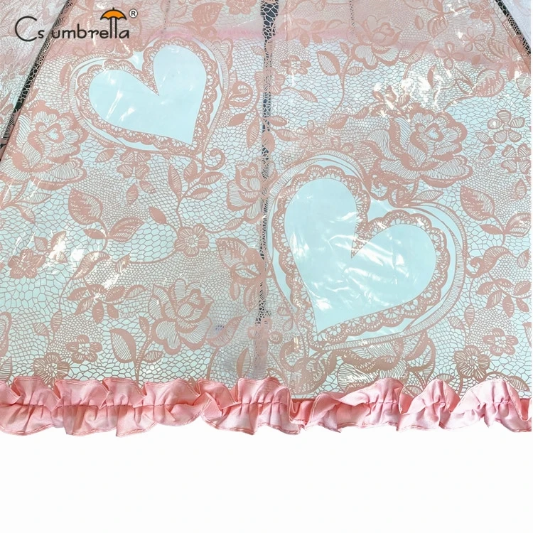 YS-1075 High Quality Custom Printing Waterproof  Auto Open And Manual Close Straight Lace And Ruffle Straight POE Umbrella