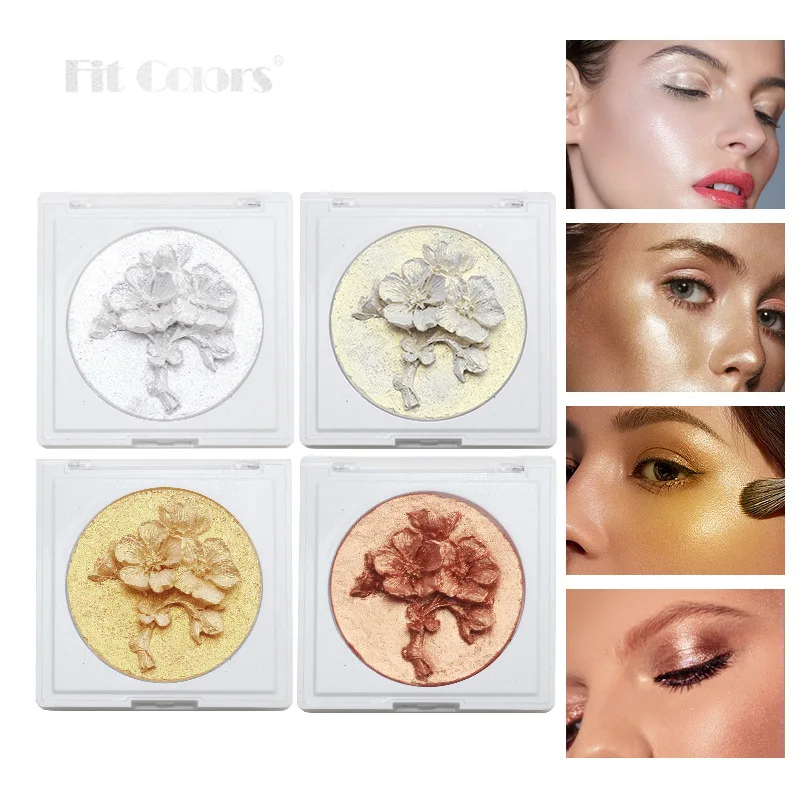 Private Label 4-color 3D Carved Plum High Disc Body Brightening Face Highlight Nose Shadow Solid Contouring Powder Custom Logo