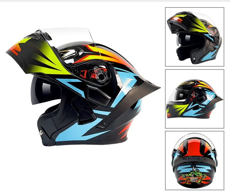 Motorcycle double-lens faceless helmet motorcycle full helmet personality big tail knight safety all-season universal helmet