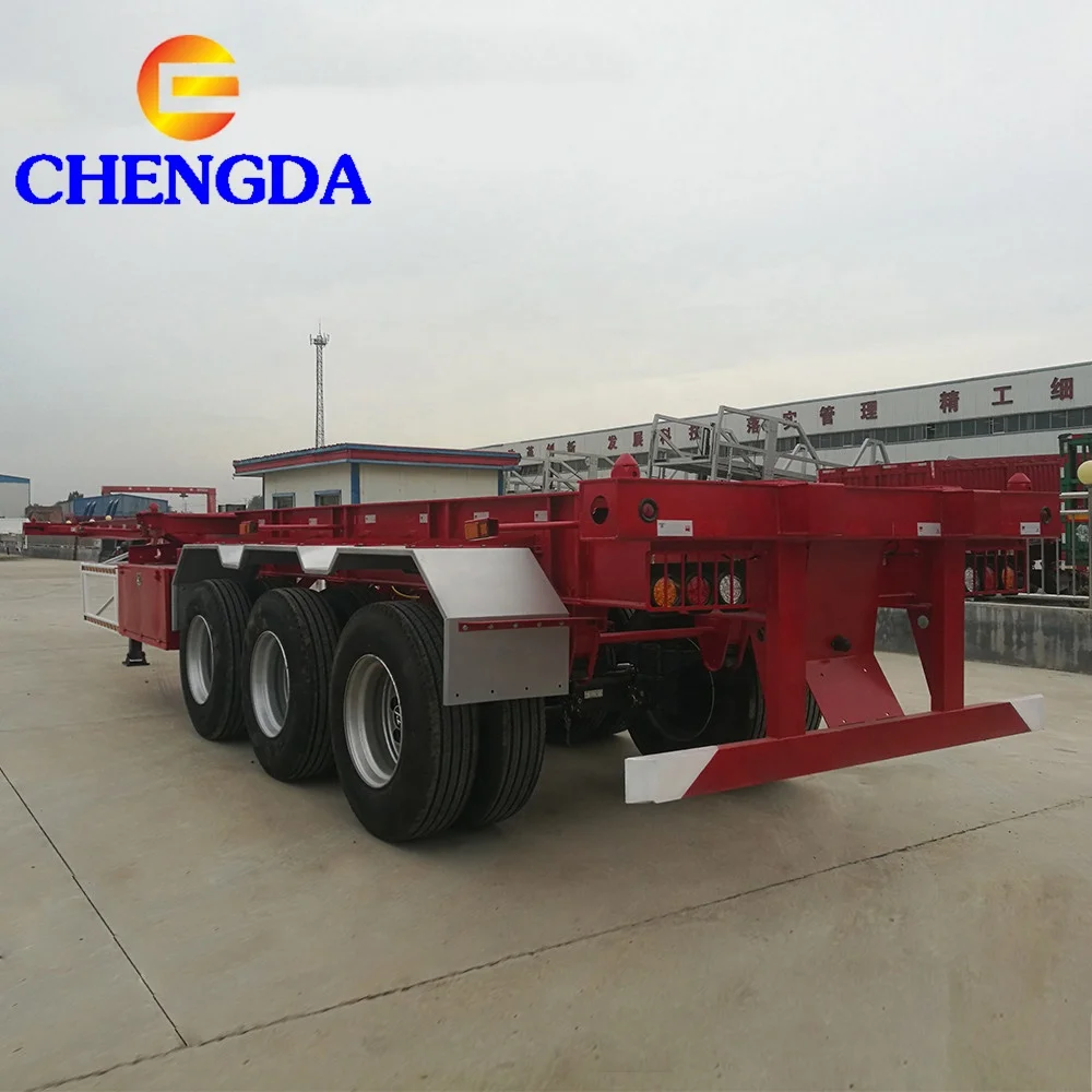 New Or Used 20ft 40ft Skeleton Container Carrier Carrier Semi Trailer For HOWO TRUCK
