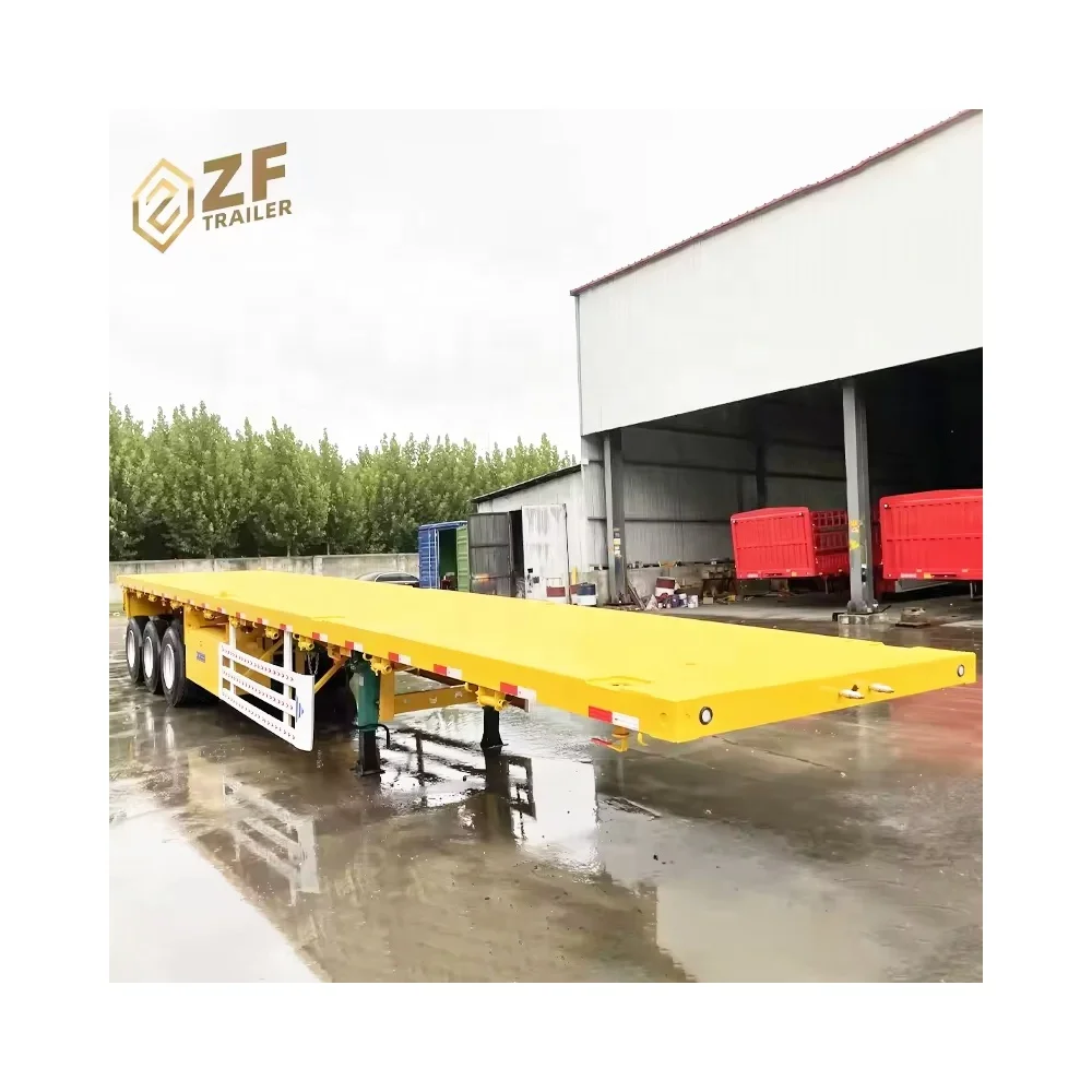 3 axle 40ft 50 ton flatbed trailer cheap flatbed container transport semi trailers for sale