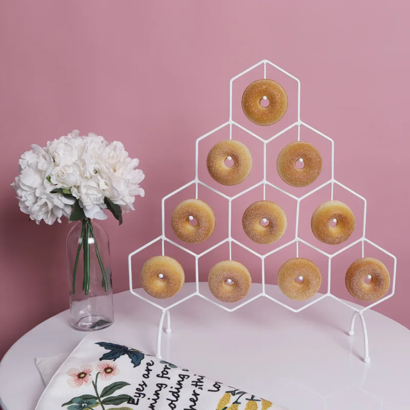 
Hot sale 4 layer Geometric shape Metal Rack for Marcarons Cake dessert stand 