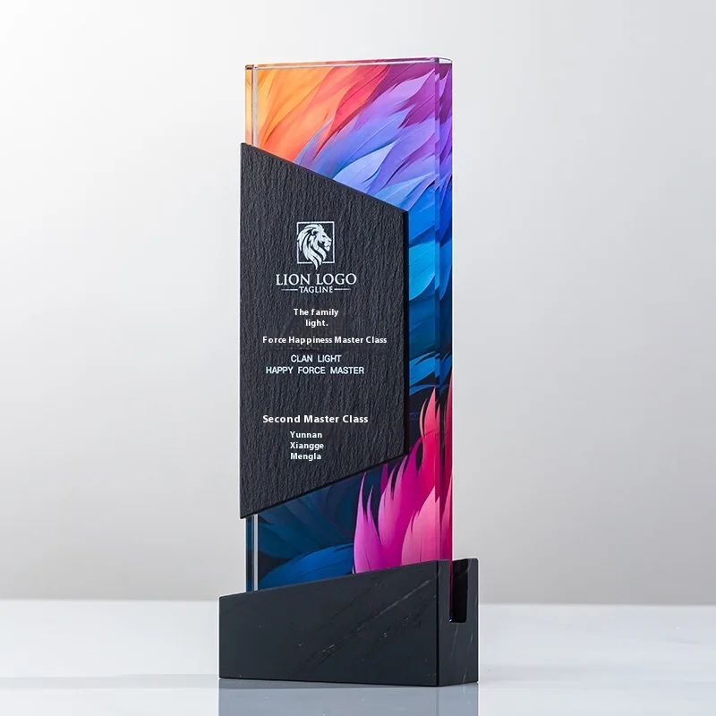 High-End Marble Medal Creative Crown for Outstanding Employee & Team Competition Awards New Design Customizable Crystal Trophy
