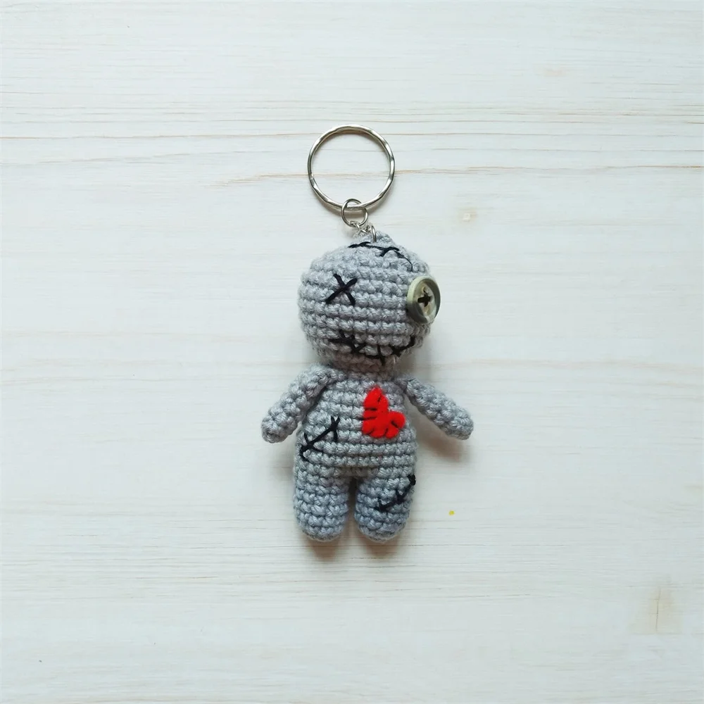Halloween Gift Voodoo Doll Keychain Creepy Cute Plush Kawaii Plushie Horror Charm Weird Keychain Accessory for Gothic Bag