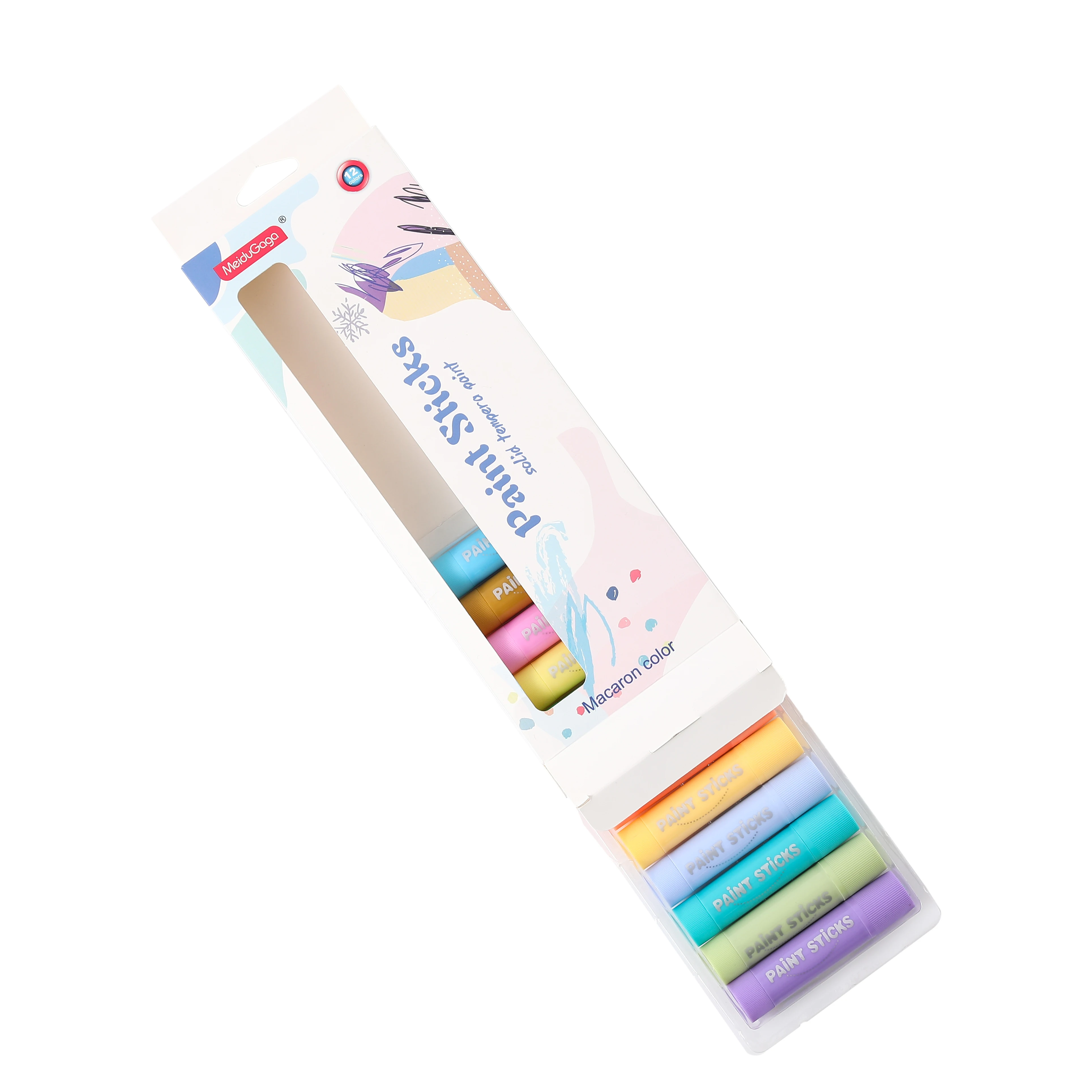 MeiduGaga 12 Pastel colors Mess Free Water Based Poster Solid Tempera Paint Sticks Crayon