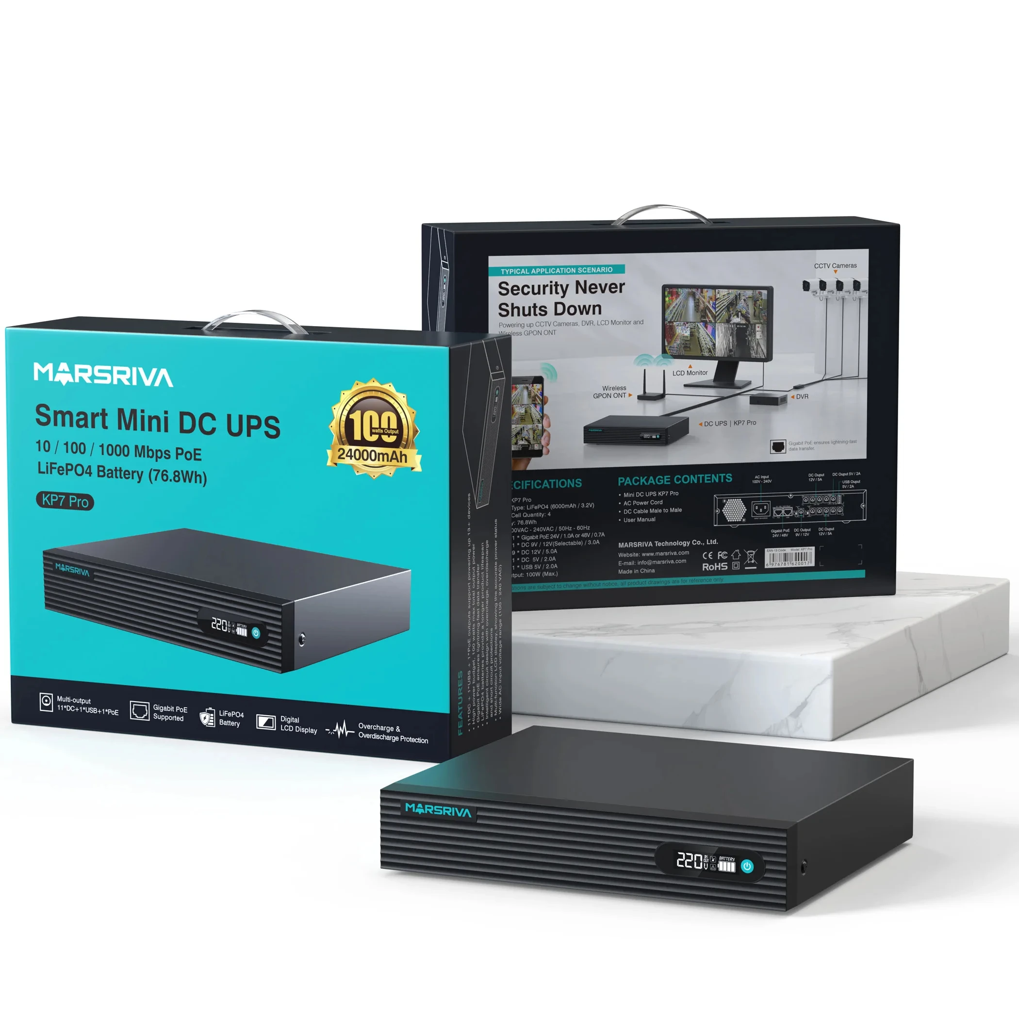 Источник питания MARSRIVA cctv с литиевой батареей 5V 9V 12V PoE 24V 48v 24000mAh 100W DC ups