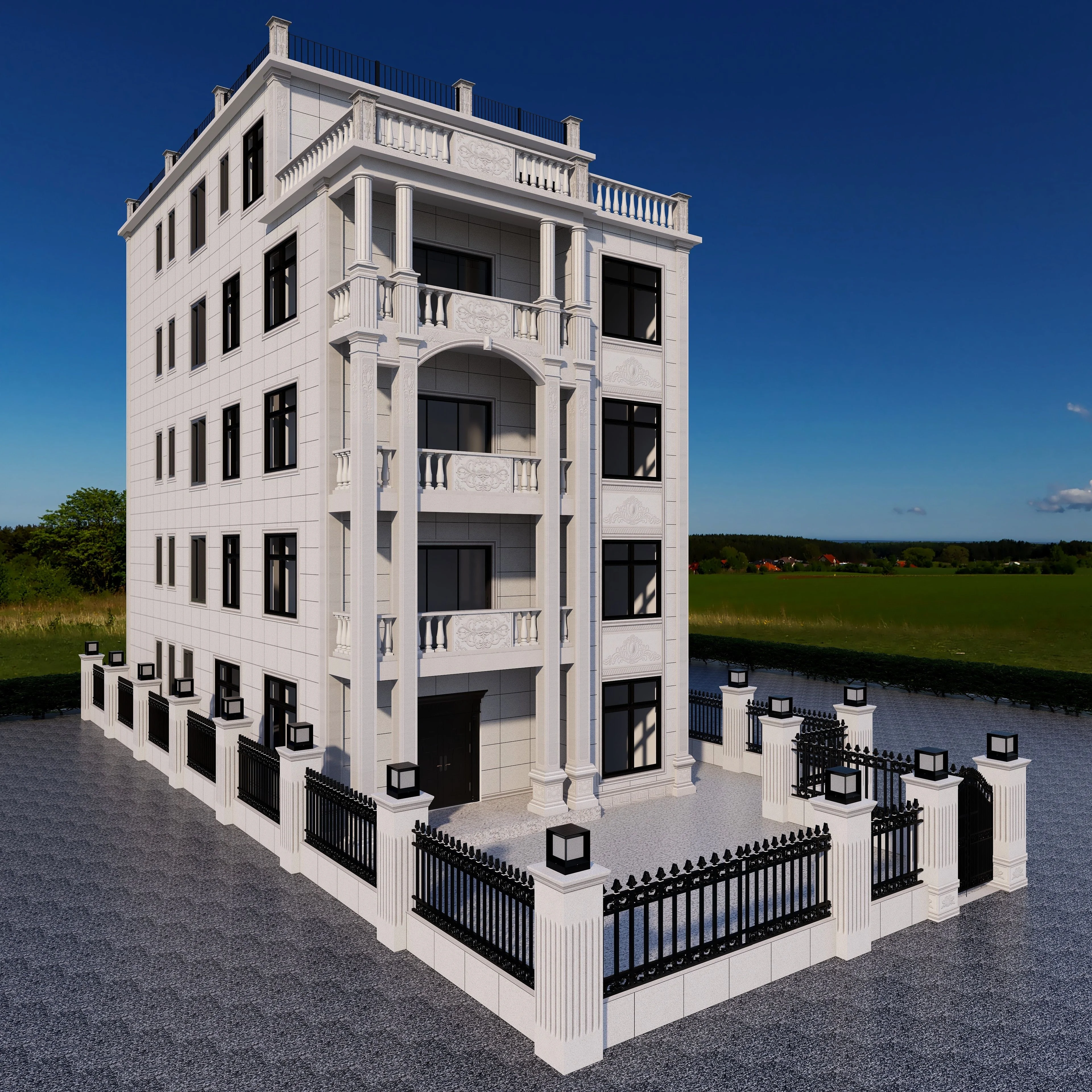 Outdoor Building Material Decorative White Marble Roman Pillar Stone Dreek Column