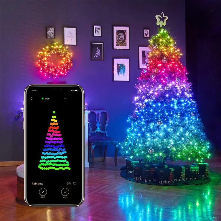 5V RGB Colorful Christmas Tree Decoration Lights IP65 Waterproof Blue tooth Control USB Power charge LED Strip Lamp For Holiday