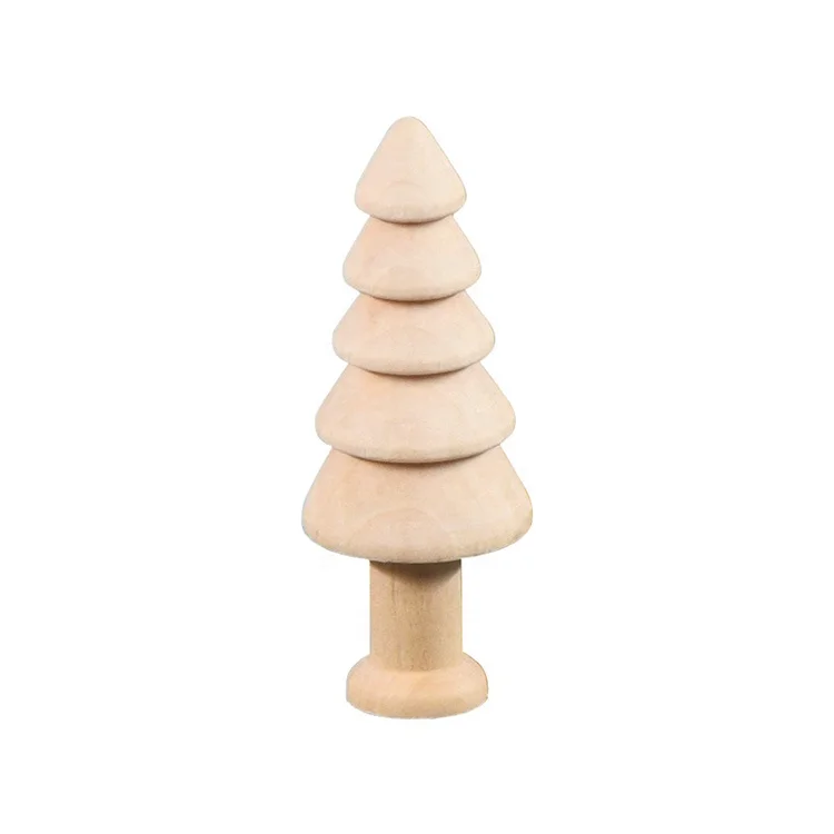 Hot selling children graffiti toys ornaments wooden craft mini christmas tree for home decoration