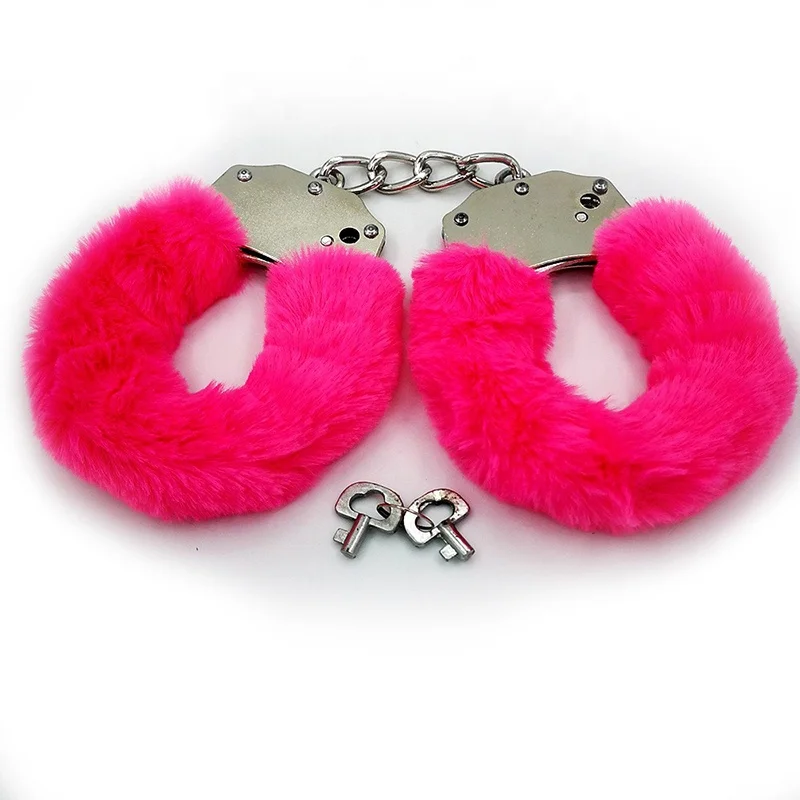 Adult sex game fetish slave stainless steel plush restraint handcuff bondage toys