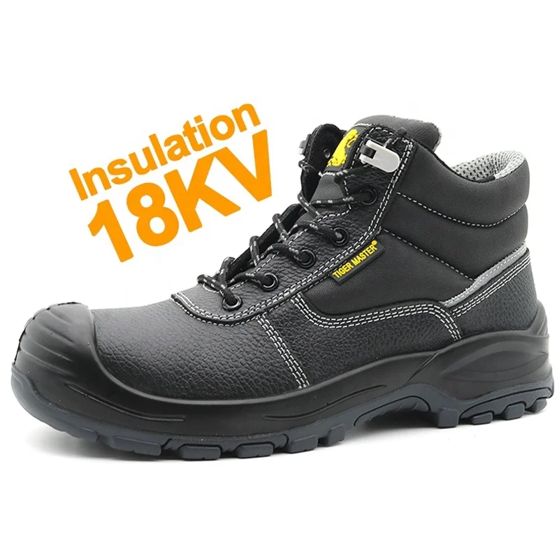 Oil acid proof anti slip rubber sole composite toe prevent puncture insulation 18KV electrical insulation safety shoes