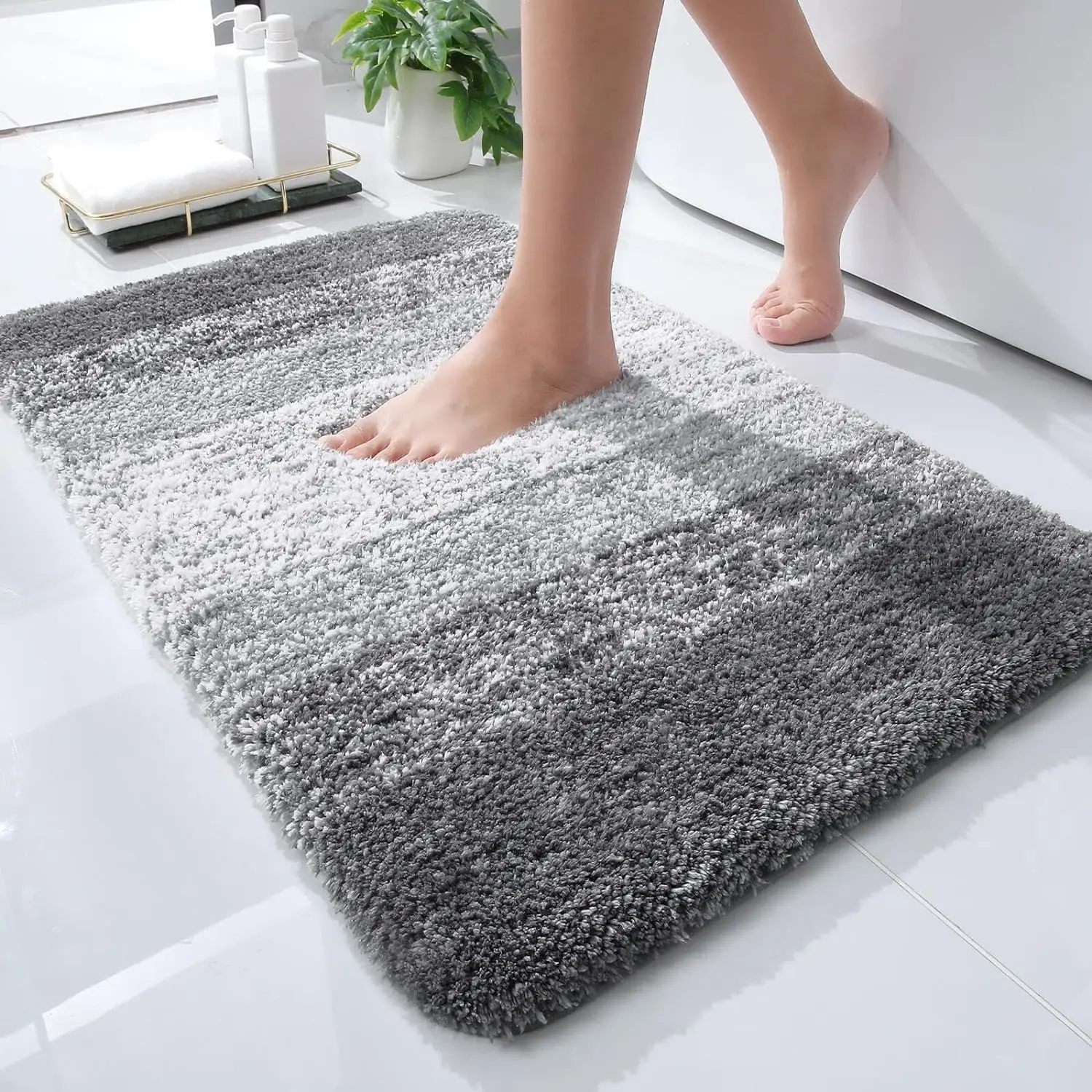 Anti Slip Absorbent Soft Household Plush Shaggy Bath Carpet Floor Mat Microfiber Bath Rugs Luxury Bathroom Rugs Mat