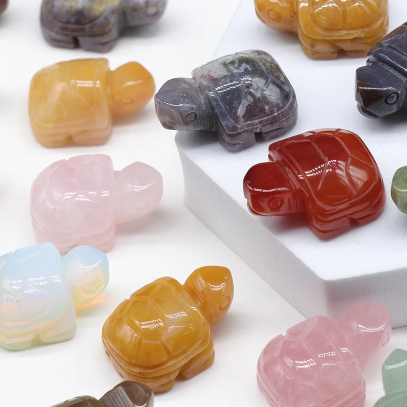 Crystal agate stone mini carving small animal turtle pendant semi-precious stone crafts