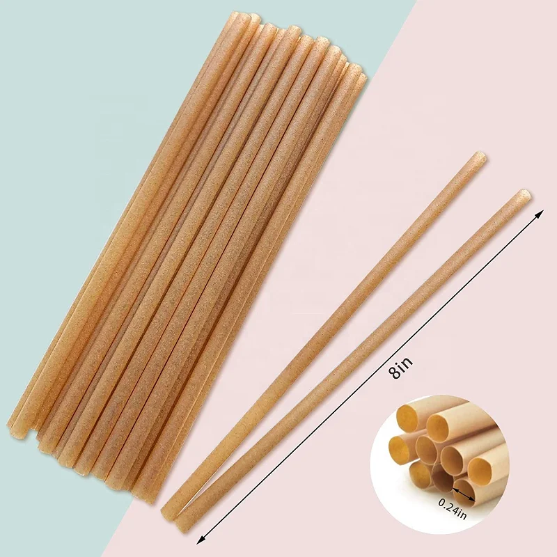 Ready to ship 100% Biodegradable Sugarcane Straw 50 pcs in PLA bag resistance 60 degree temperature stianable