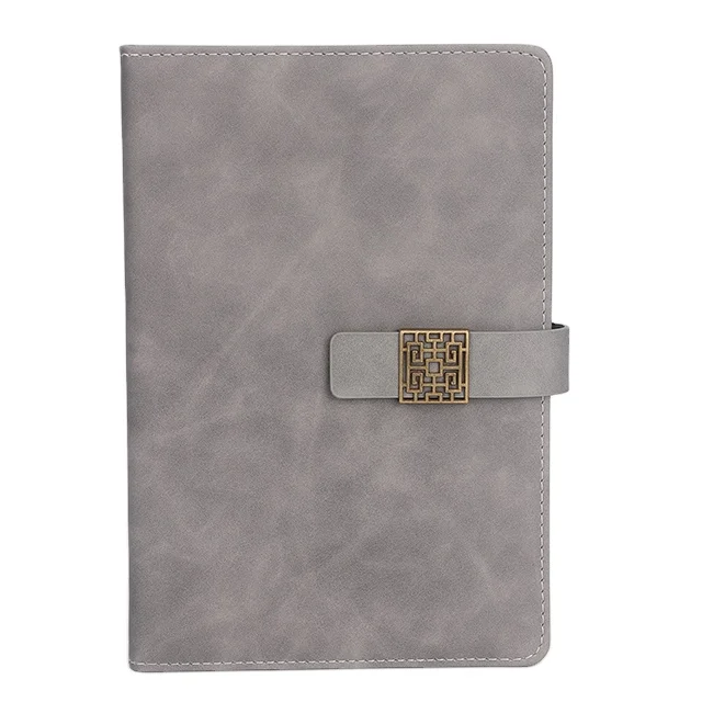 Top fashion creative a5 window grille buckle business notebook retro leather notebook