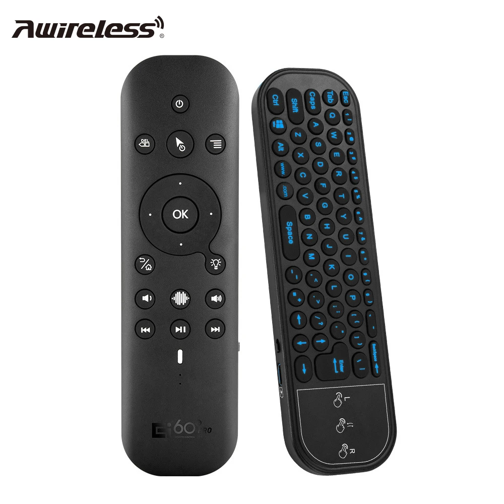 Awireless G60S Pro Voice Remote Control Dual Mode Wireless Air Mouse Backlit Mini Keyboard With Touch pad For Smart TV Projector