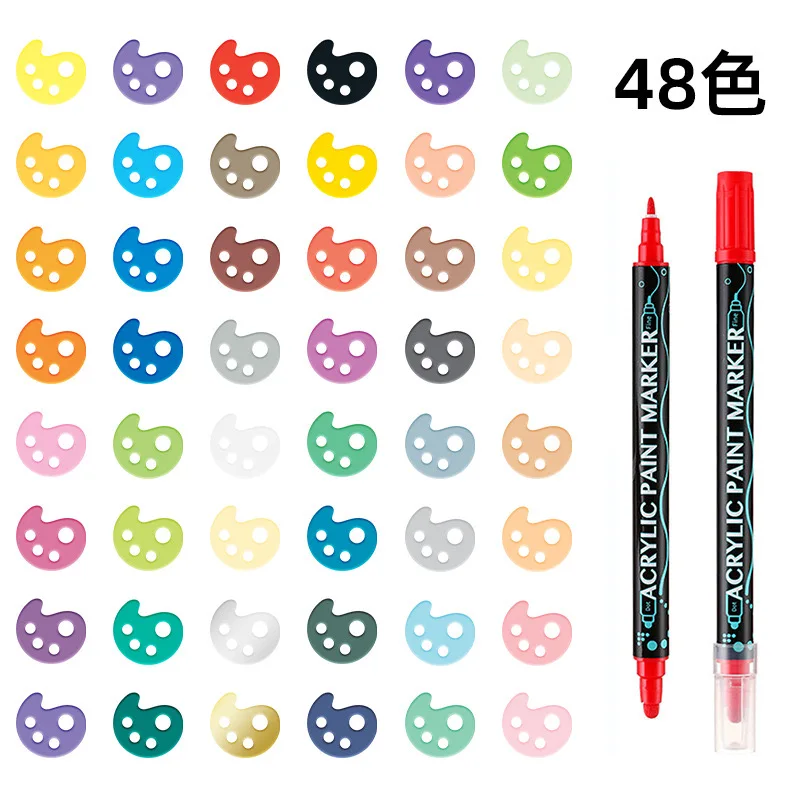 High Quality Customized Acrylic Marker Pen Double Tip Dot And Tip Coloring Marker Multiple Colors For Canvas Paper Glass Rock