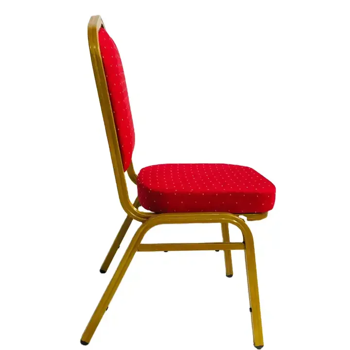Latest Luxury Elegant Metal Red Fabric Hotel Banquet Dining Wedding Hall Chair Sale