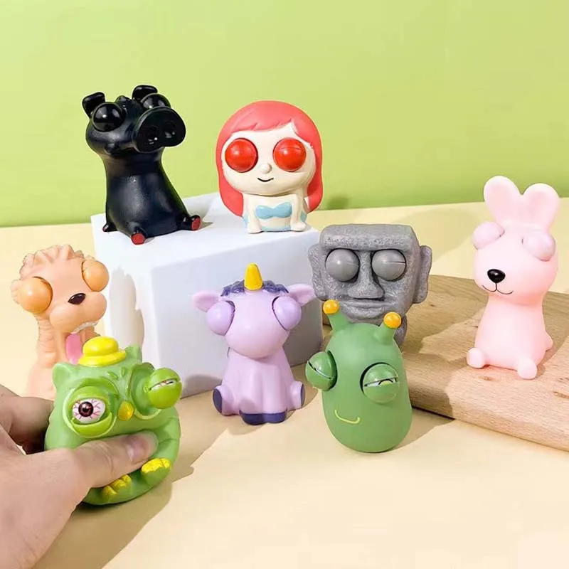 Animals Squeeze Doll Squishy Eye Popping Toy Funny Office Table Ornament Stress Relief squeeze Animal Eyes Toy
