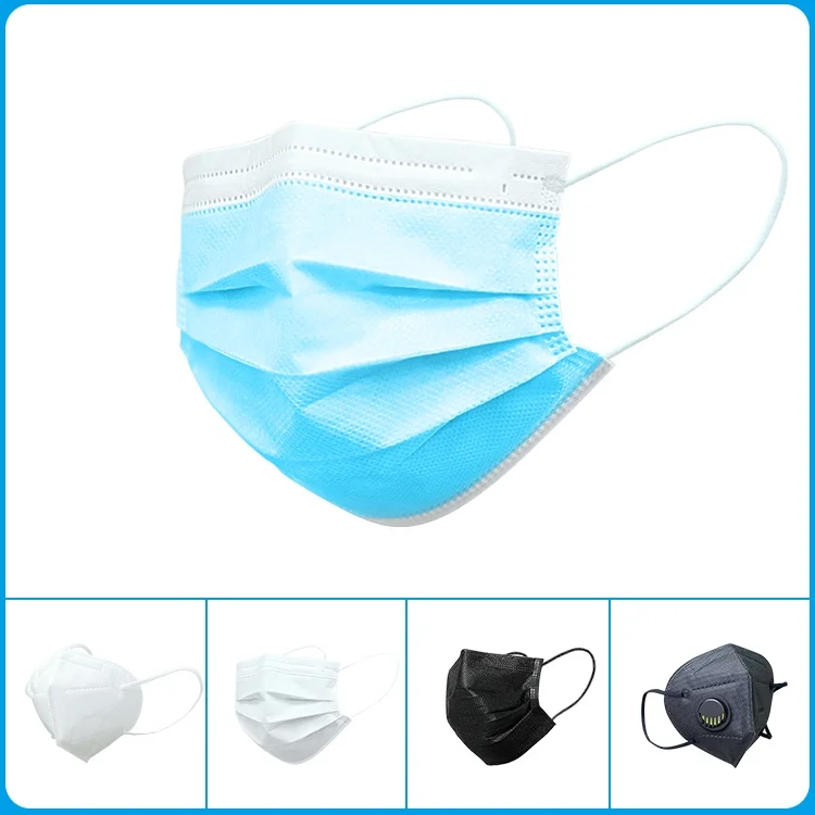 3 Ply 50 Pcs Breathable Dust Full Disposable Nonwoven Fabric For Protective Safety Wholesale Mascara Facemask Blue Mask