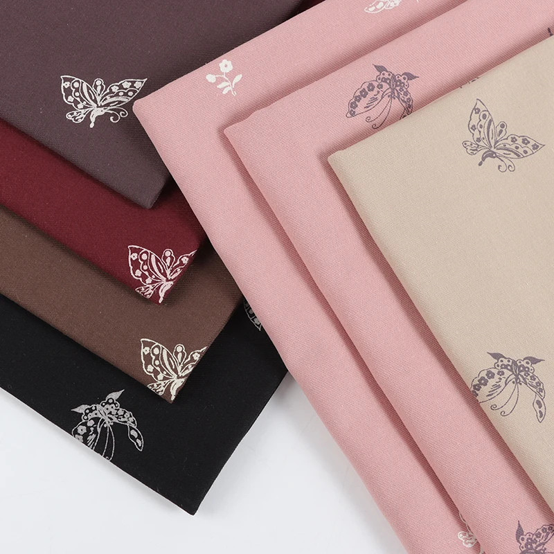 Butterfly Type Printing Cheongsam Fabric 100% Cotton Twill in Stock Floral Cotton Printed Fabric