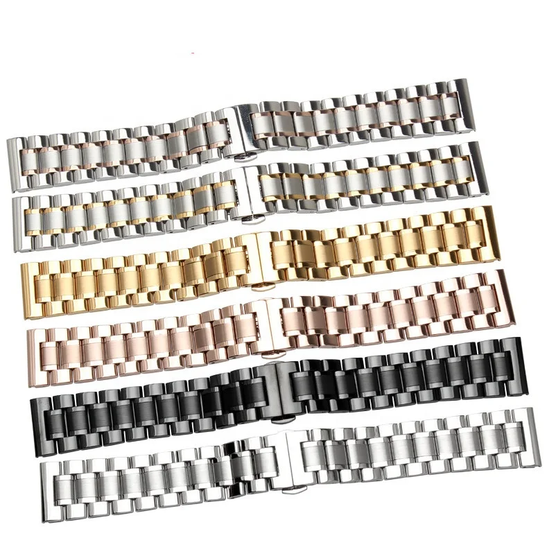 high polish 13 15 17 19 21 23 mm solid stainless steel watch bracelet black rose gold men straight end metal wrist watch band