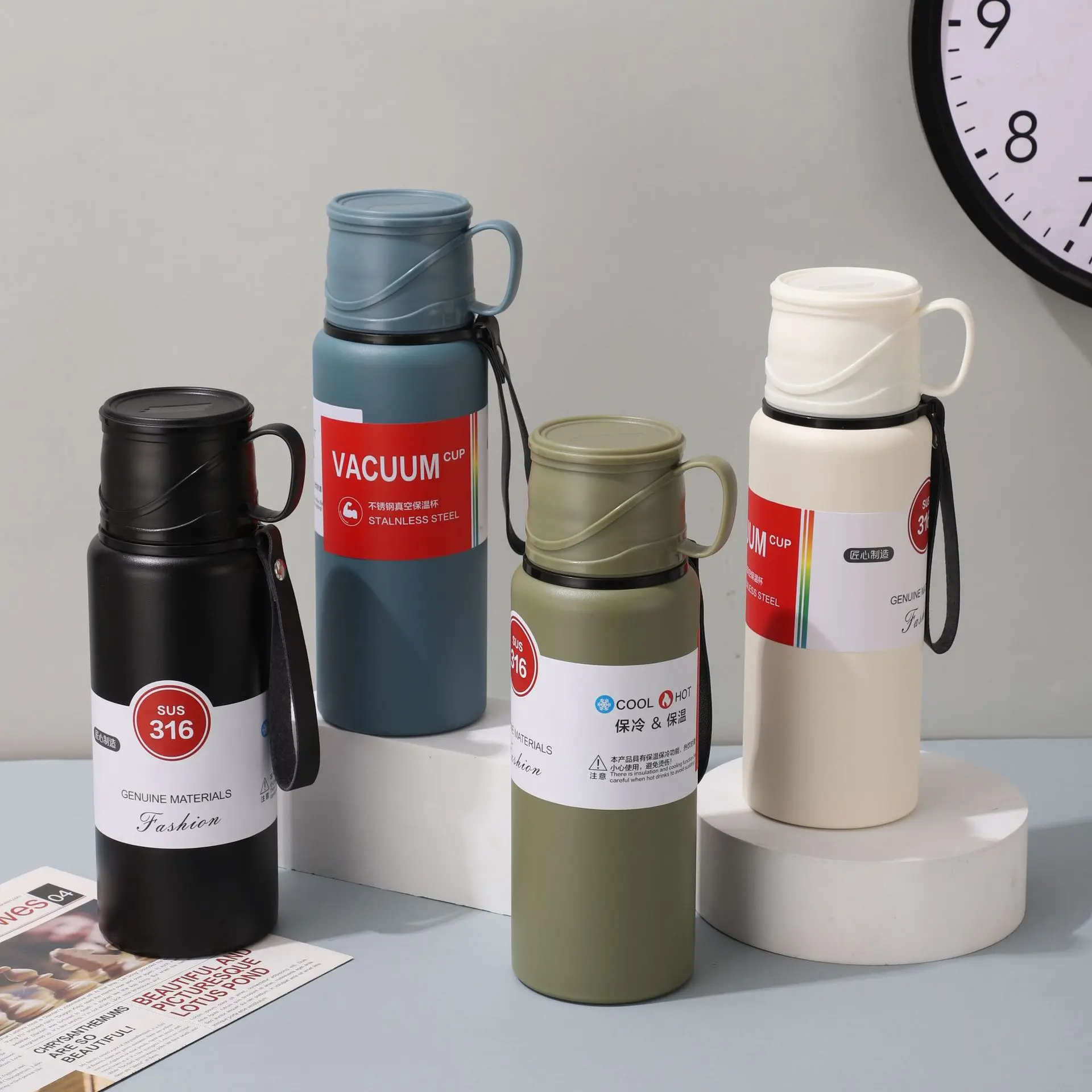 Spot Goods 304 Stainless Steel Iron Flask Vacuum Flask Thermo Double Wall Stainless Steel Water Bottle Portable Vacuum Flask