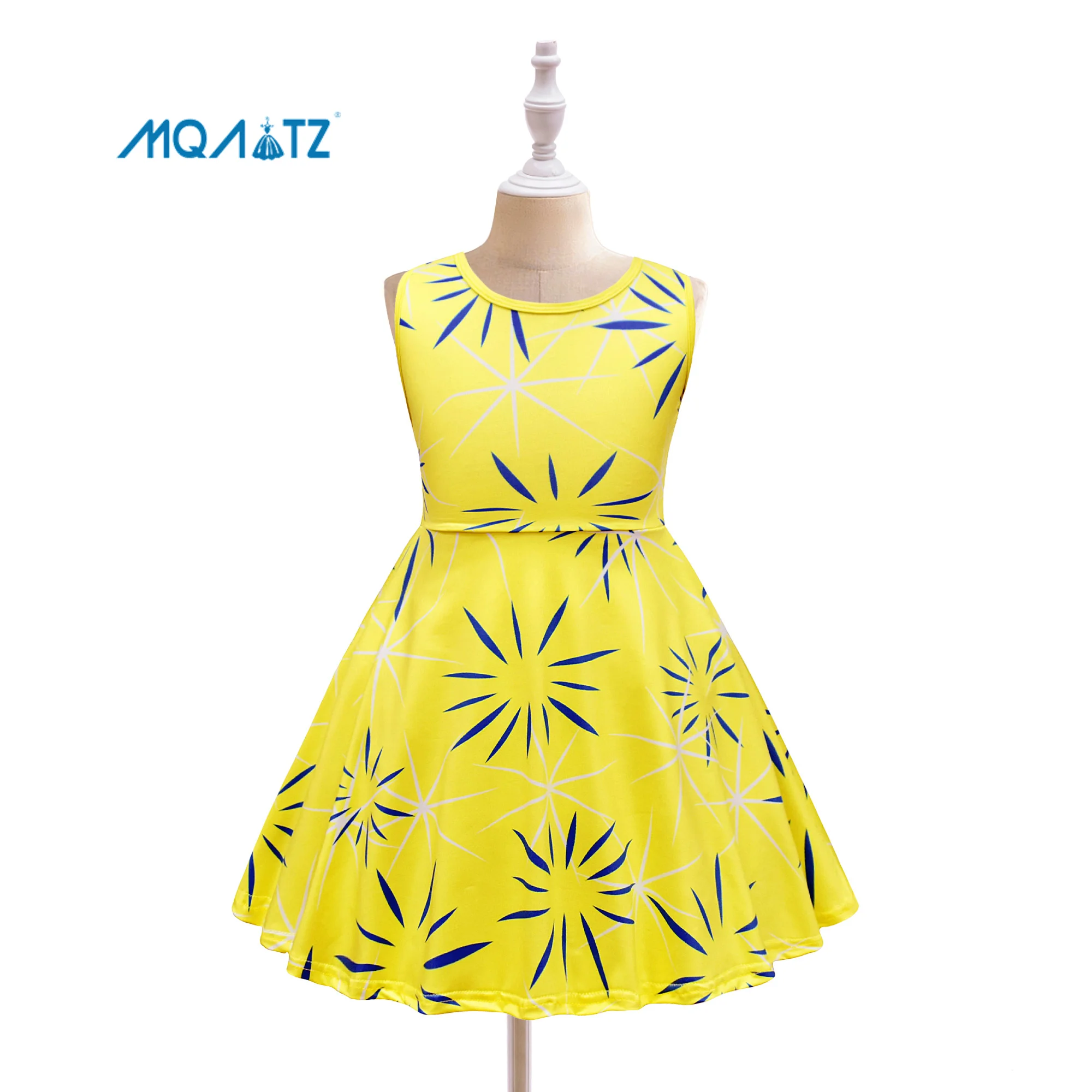 MQATZ Children Cosplay Dress Printing Design Yellow Costume Clothes Baby Kids Floral ATNTG02