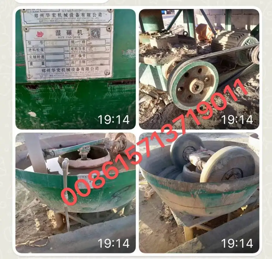 Africa use Double Wheel Silver Copper Gold Ore Grinding Machine Two Rollers Rings 1200 Wet Pan Mill