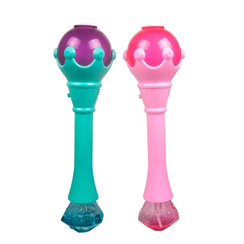 Wholesale plastic toy led light up princess bubbles stick music bubble wand for girls