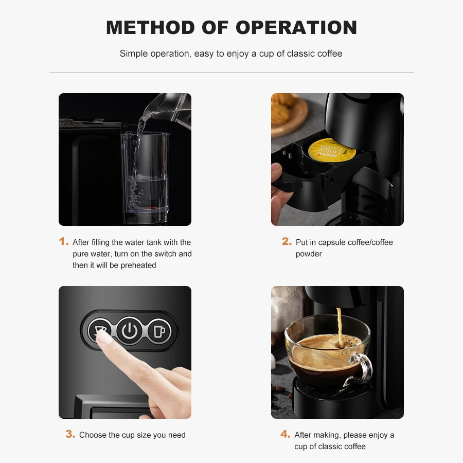 Capsule Coffee Machine Coffee Powder 19 Bar 1450w Household Making Multi Capsule Coffee Machine