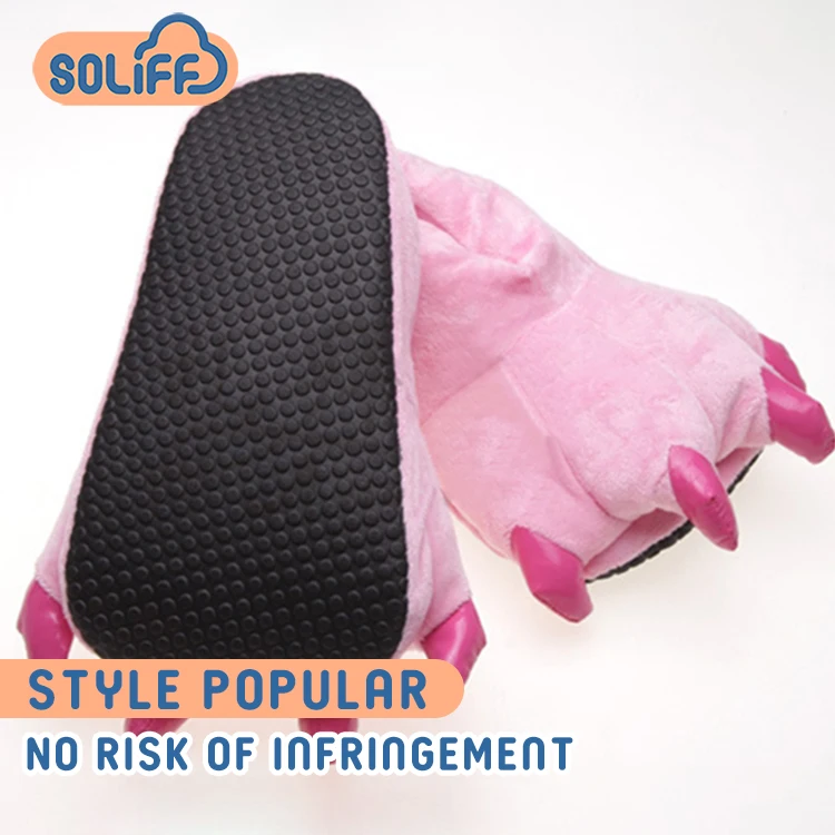 wholesale cheap soft fur paw slippers