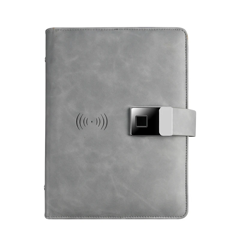 Fingerprint Lock Holder Stand Cases Leather Notepad Loose Leaf Smart Tablet Case