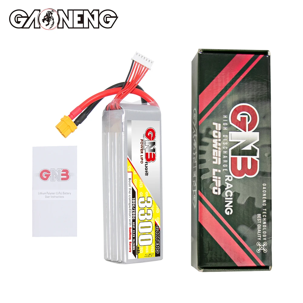 GAONENG GNB 3300mah 6S 22.2V 100C XT60 RC CAR Drone LiPo battery Flight High Discharge C rating Performance
