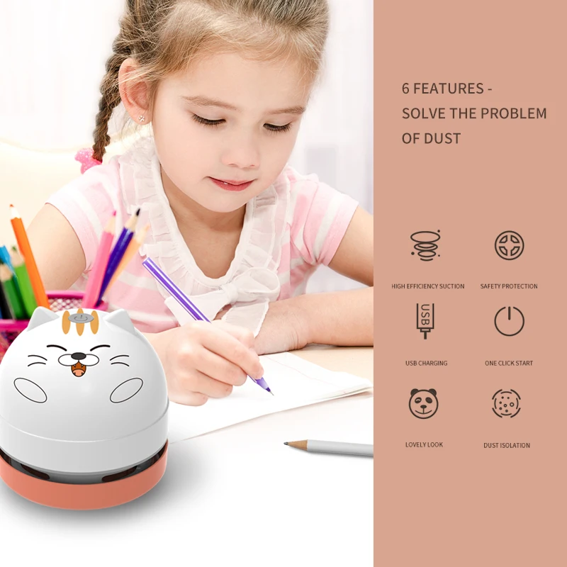 Cute Animal Desktop Vacuum Cleaner  Student Electric Eraser Machine Child Clean Automatic Dust-proof Pencil Sawdust Cleaner