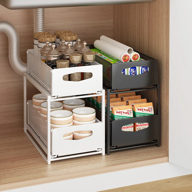 Kitchen sink shelving multilayer pull-out cabinet storage shelf Bathroom toilet countertop organizing storage rack