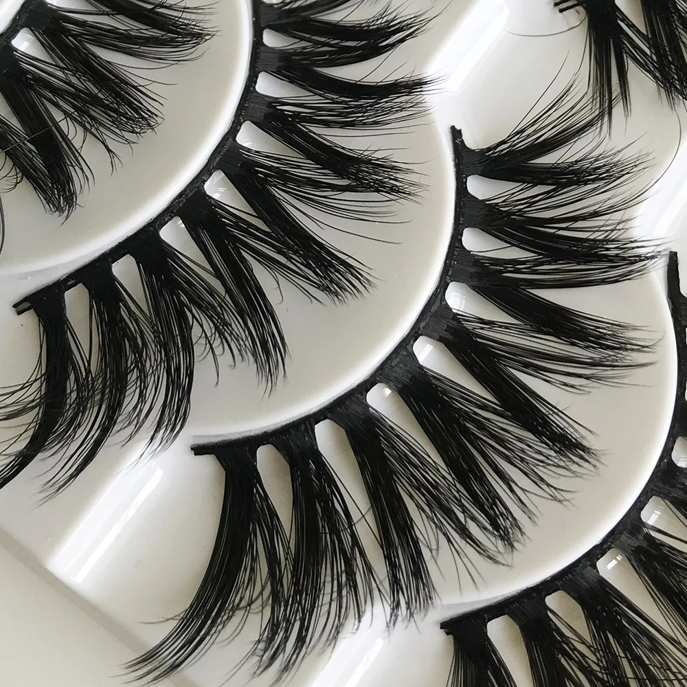 Low price wholesale eyelashes kit 100% hand made synthetic 5 pairs faux mink lashes
