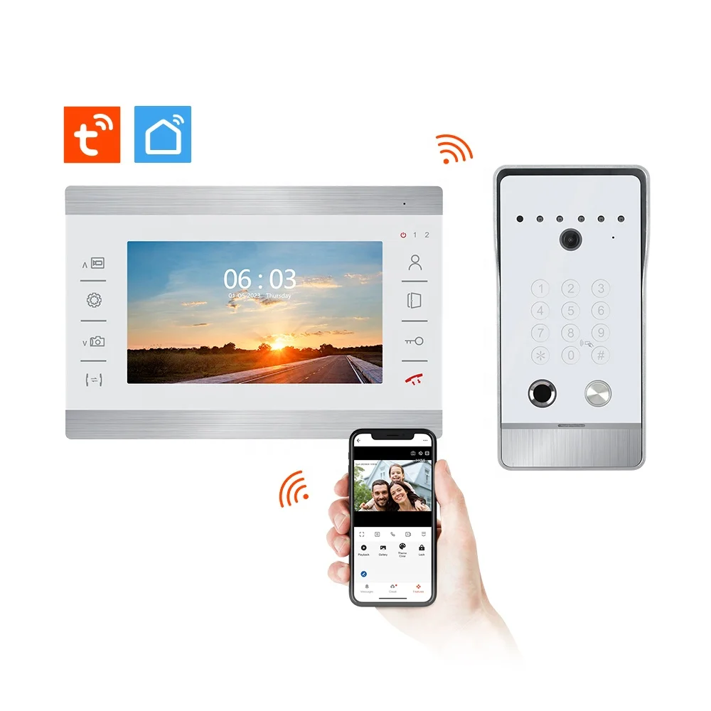 Best Selling Design 4 Wire Door Intercom IP65 Waterproof Doorbell Camera 7 Inch Video Intercom System for Villa