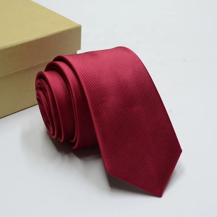 Top quality 21 colors cheap 6cm popular neck ties slim stock polyester solid skinny mens ties necktie