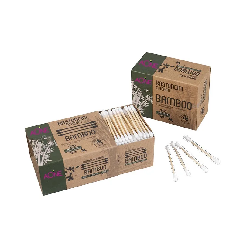 300 шт. бамбуковые палочки, ватные палочки в ящиках из крафт-бумаги