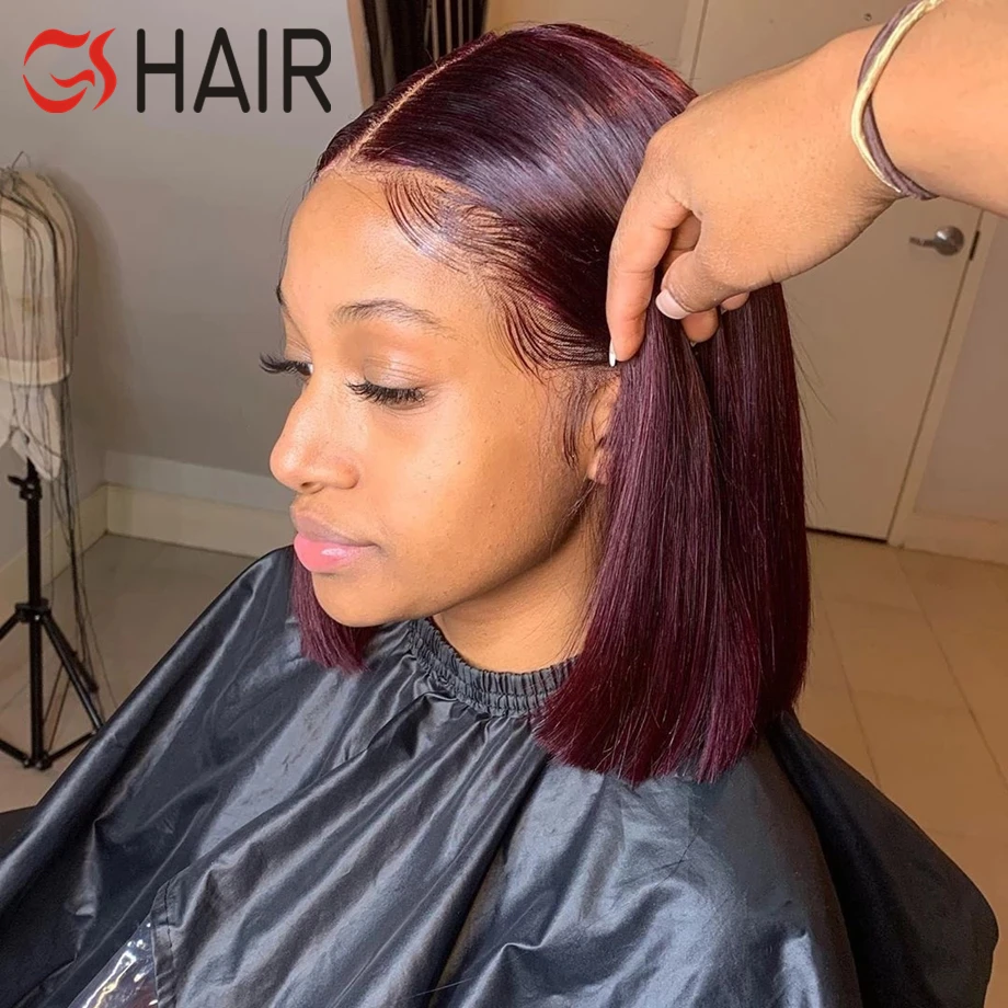 
GS Brazilian Human Hair 13x4 Lace Front Ombre colored bob Wig,Pre Pluck colorful Red Virgin Hair Lace BOB Wig For Black Women 