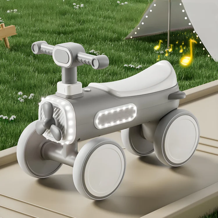 Factory Wholesale High Quality PP+EVA Four-Wheel Baby Scooter Kids Balance Bike with Music and Light