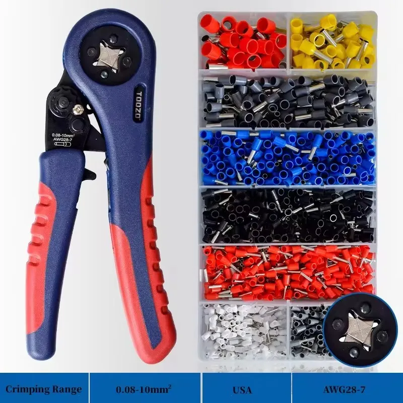 FST-6S 1200pcs tube type terminal with crimping pliers set European style 0.08-6mm2  crimping tool with Terminal Kit Set