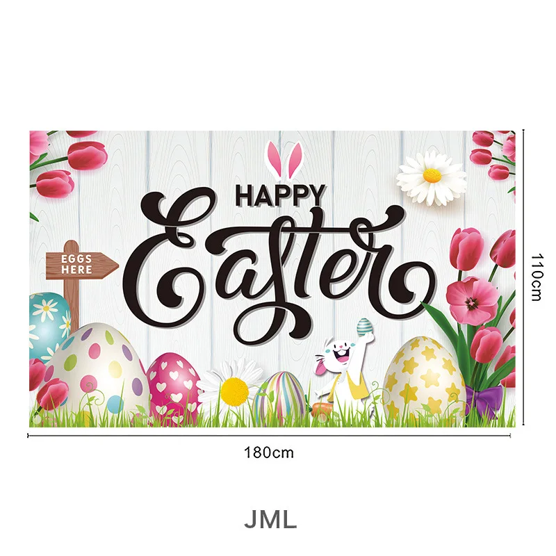 2024 New Easter Banner Decoration Background Cloth Rabbit Egg Garden Flag Easter Flag
