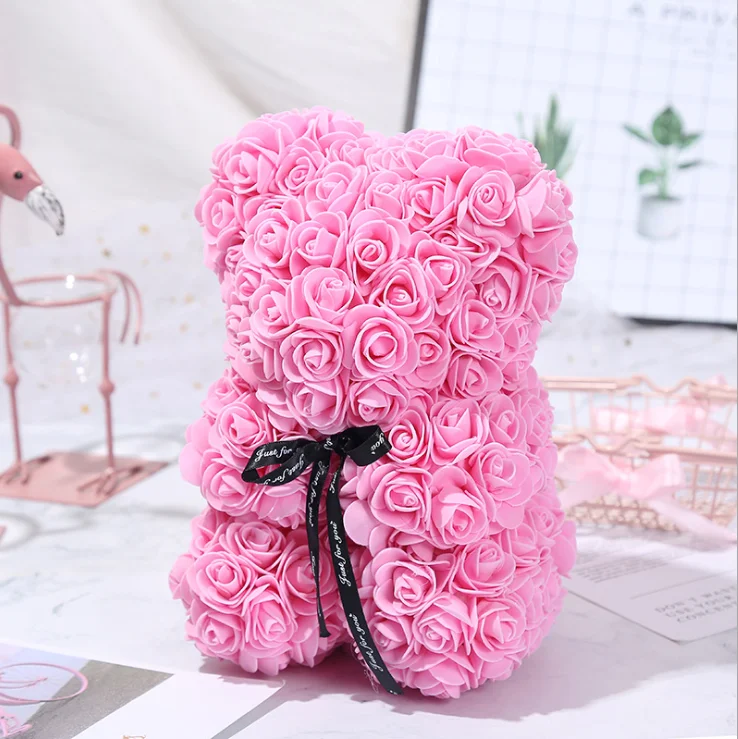 
Wholesale hot sell 25 cm foam eternal flower rose Teddy Bear Christmas Day 