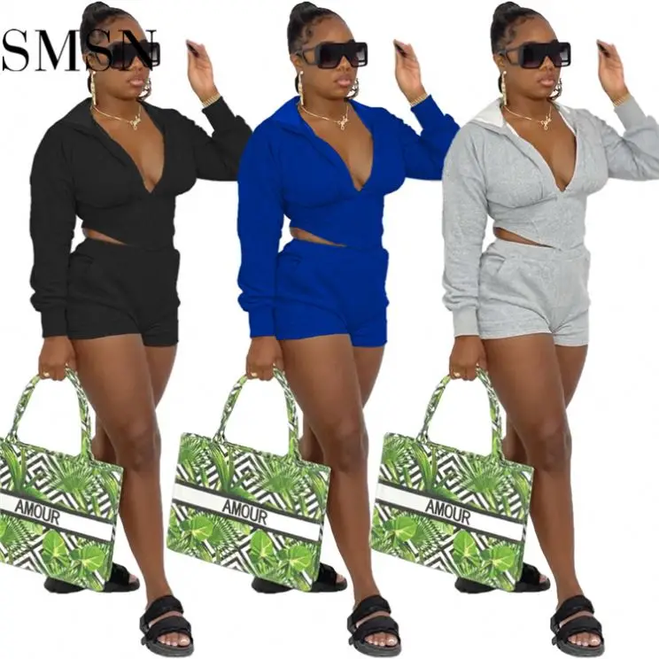 
AOMEI Hot Sale 2021 Fall And Winter New Outfits V Neck Solid Color Two Piece Short Set Casual 2 Piece Set Women Clothing AOMEI Hot Sale 2021 Fall And Winter New Outfits V Neck Solid Color Two Piece Short Set Casual 2 Piece Set Women Clothing